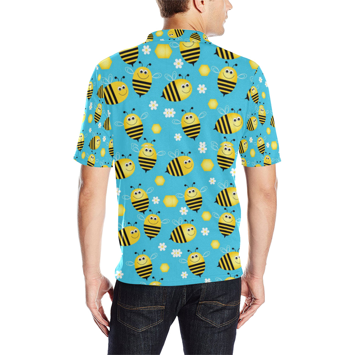 Bee Pattern Print Design BEE06 Men Polo Shirt