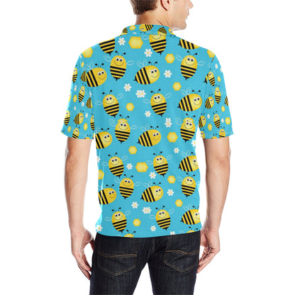 Bee Pattern Print Design BEE06 Men Polo Shirt