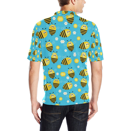 Bee Pattern Print Design BEE06 Men Polo Shirt
