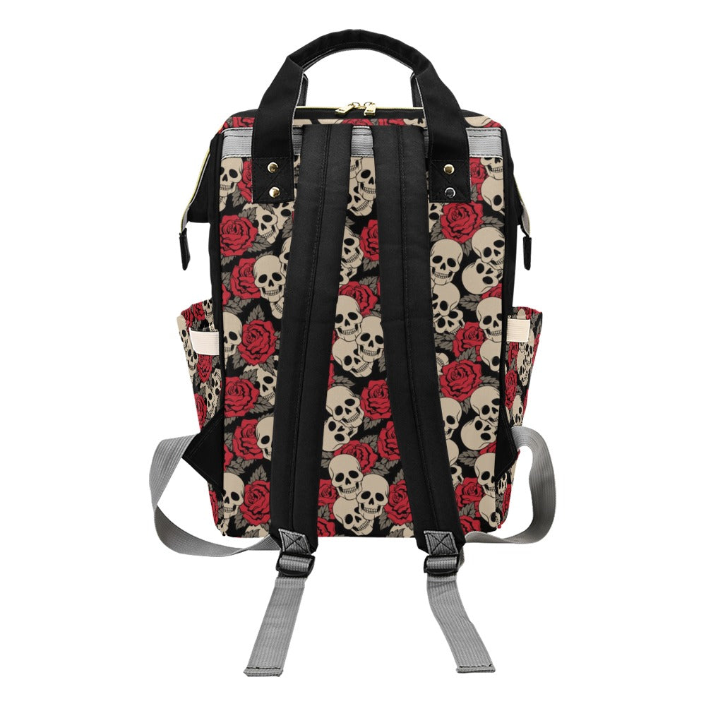 Skull And Roses Print Design LKS301 Diaper Bag Backpack