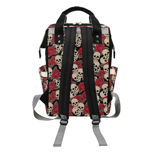 Skull And Roses Print Design LKS301 Diaper Bag Backpack