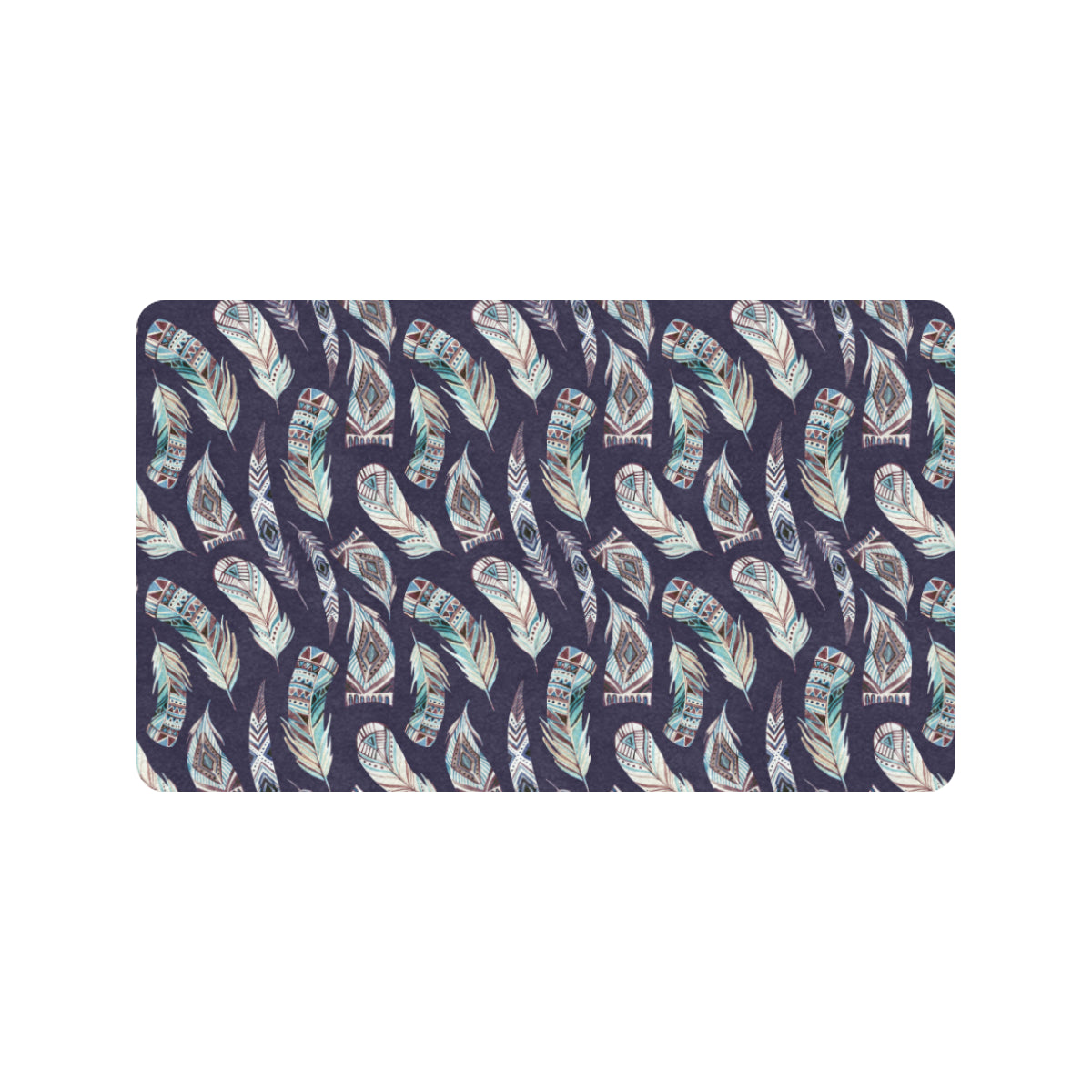 Feather Vintage Boho Design Print Rubber Doormat
