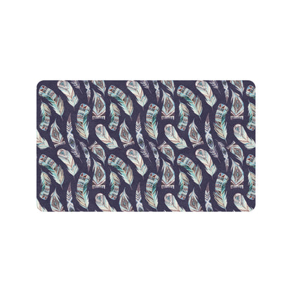 Feather Vintage Boho Design Print Rubber Doormat