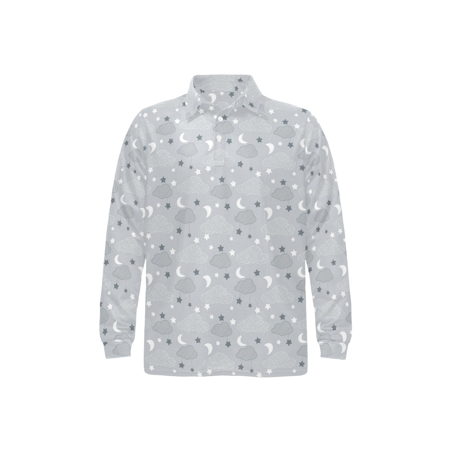 Cloud Pattern Print Design 04 Long Sleeve Polo Shirt For Men's