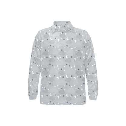 Cloud Pattern Print Design 04 Long Sleeve Polo Shirt For Men's