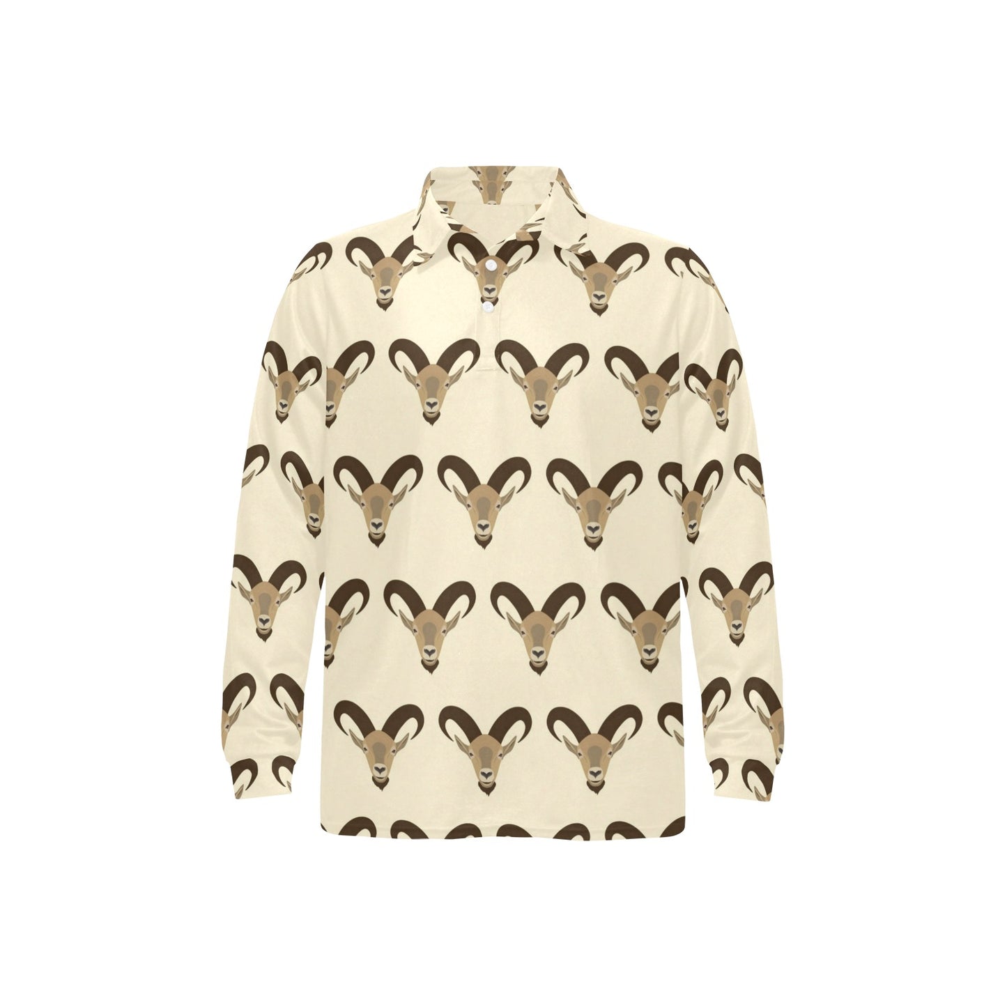 Goat Pattern Print Design 01 Long Sleeve Polo Shirt For Men's