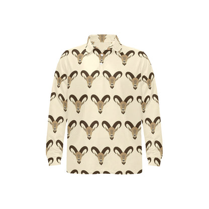 Goat Pattern Print Design 01 Long Sleeve Polo Shirt For Men's