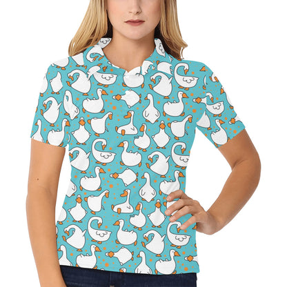 Goose Print Design LKS403 Women's Polo Shirt