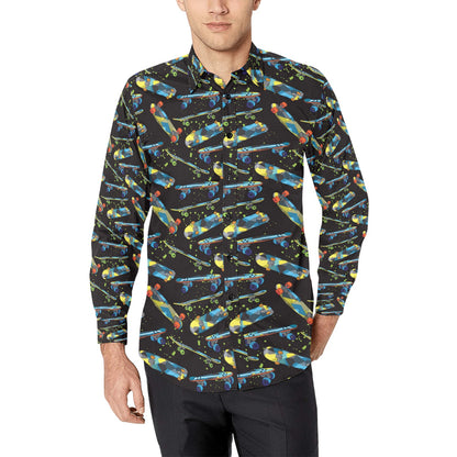 Skateboard Print Design LKS305 Men's Long Sleeve Dress Shirt