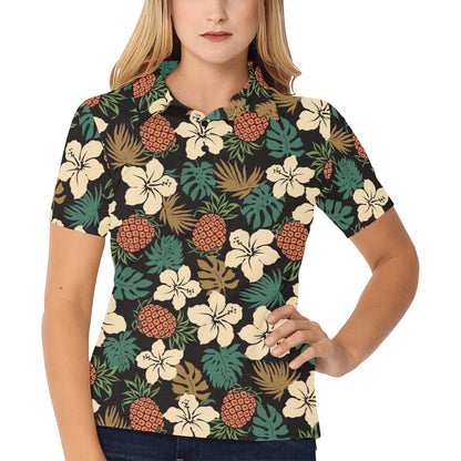 Hawaiian Themed Pattern Print Design H08 Women's Polo Shirt
