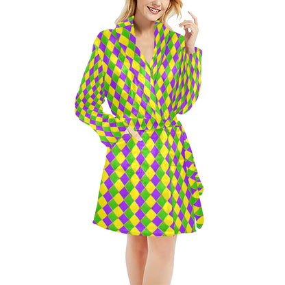 Mardi Gras Pattern Print Design 01 Women's Fleece Robe
