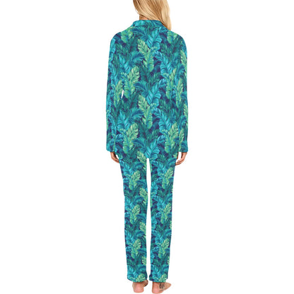 Banana Leaf Pattern Print Design 06 Women's Long Pajama Set