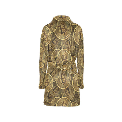 Bitcoin Pattern Print Design DO01 Women's Fleece Robe