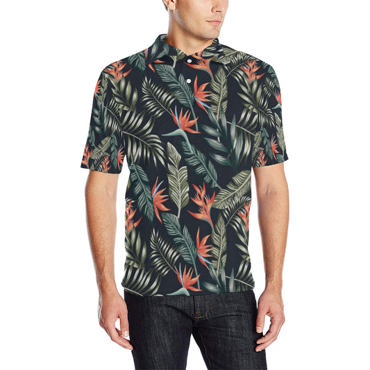 Bird Of Paradise Pattern Print Design BOP02 Men Polo Shirt