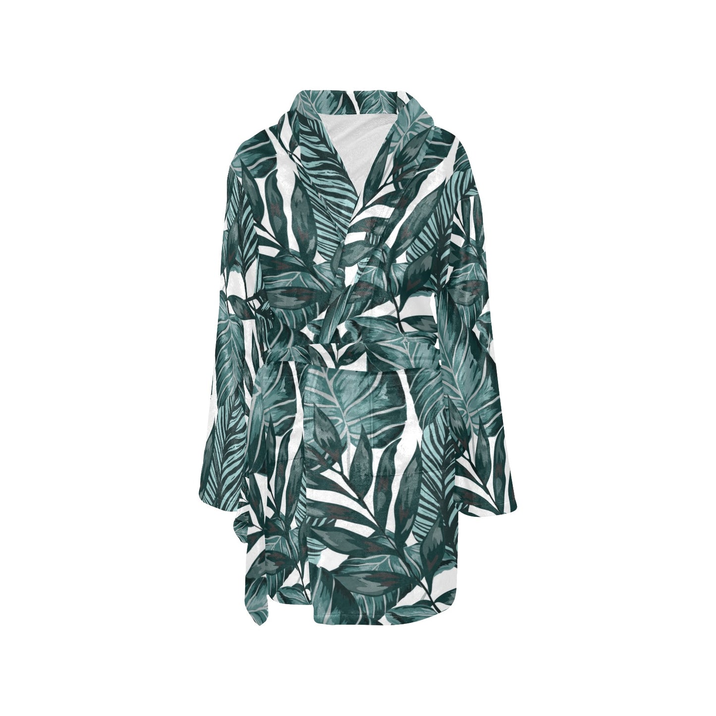 Tropical Palm Leaves Pattern Women's Fleece Robe