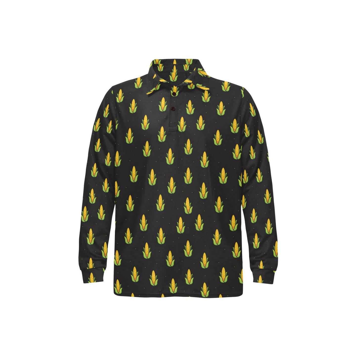 Corn Pattern Print Design 04 Long Sleeve Polo Shirt For Men's
