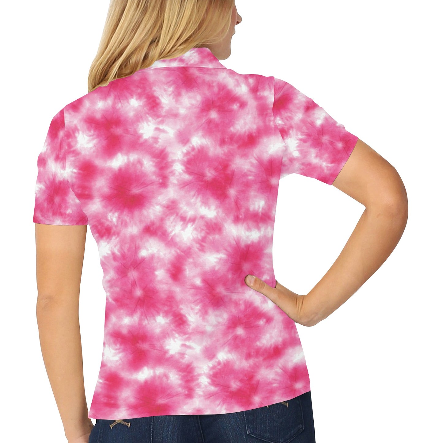 Tie Dye Pink Print Design LKS304 Women's Polo Shirt