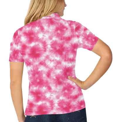 Tie Dye Pink Print Design LKS304 Women's Polo Shirt