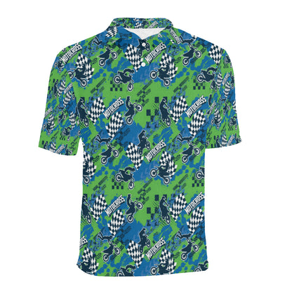 Motocross Pattern Print Design 04 Men Polo Shirt
