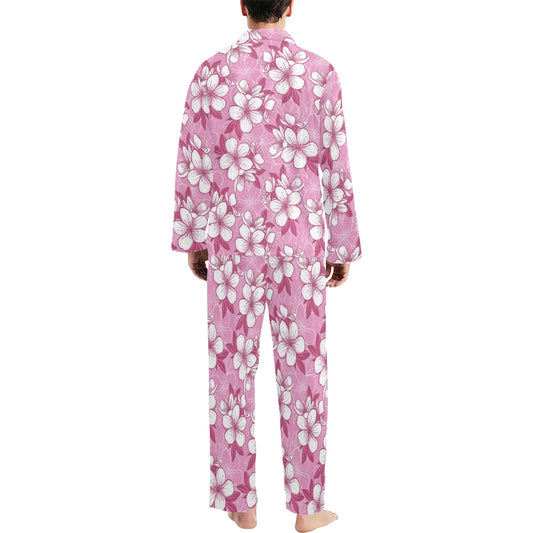 Cherry Blossom Pattern Print Design CB02 Men's Long Pajama Set