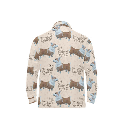 Pembroke Welsh Corgis Pattern Print Design A03 Long Sleeve Polo Shirt For Men's