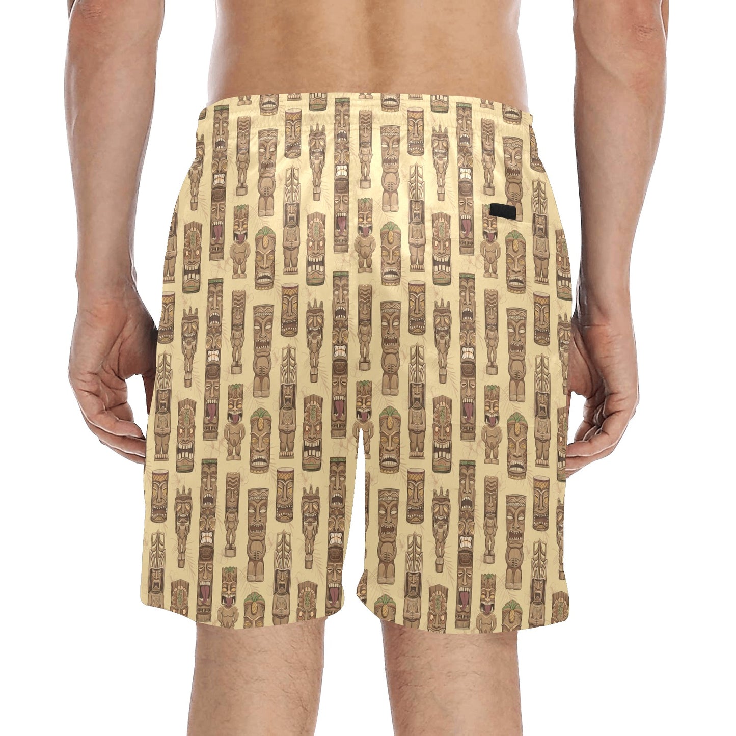 Totem Tiki Style Themed Design Men's Swim Trunks Beach Shorts
