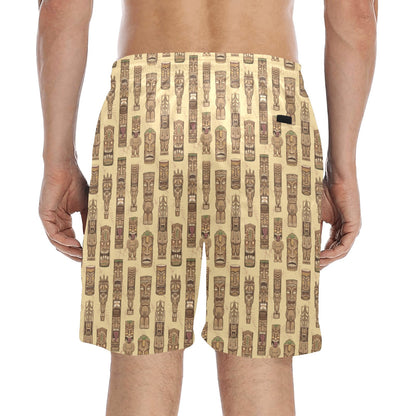 Totem Tiki Style Themed Design Men's Swim Trunks Beach Shorts