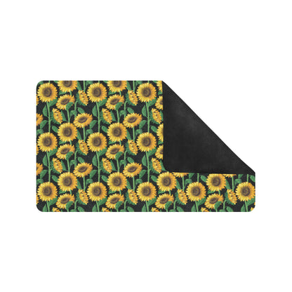 Sunflower Realistic Print Pattern Rubber Doormat