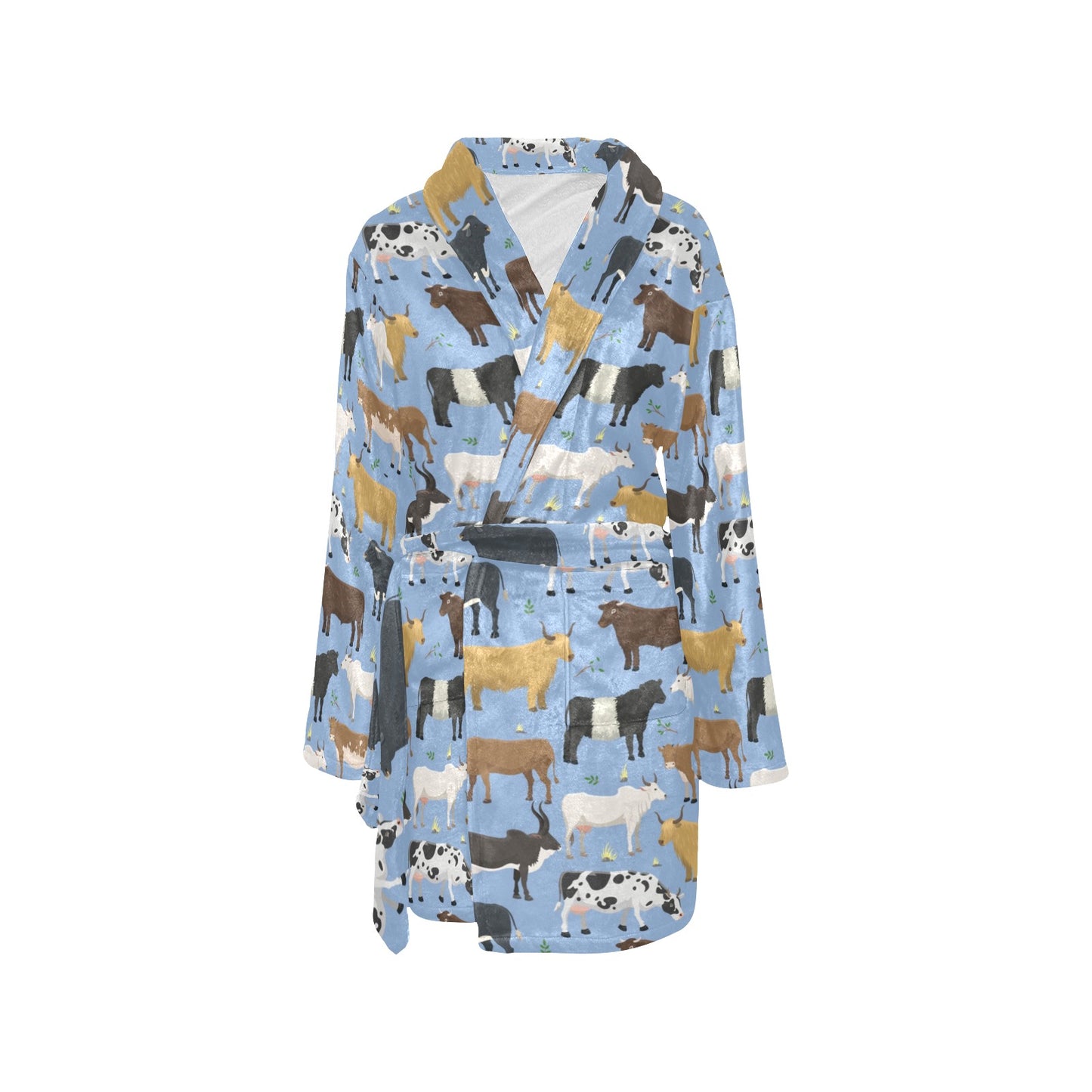Cattle Pattern Print Design 02 Women's Fleece Robe