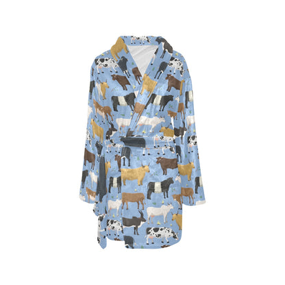 Cattle Pattern Print Design 02 Women's Fleece Robe