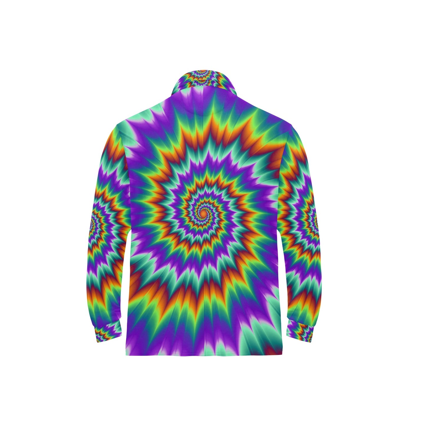 Optical illusion Pulsing fiery spirals Long Sleeve Polo Shirt For Men's