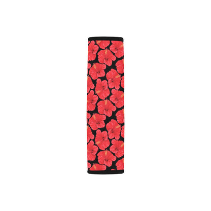 Hibiscus Red Pattern Print Design LKS306 Car Seat Belt Cover