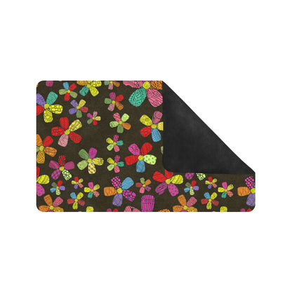 Flower Power Colorful Print Pattern Rubber Doormat
