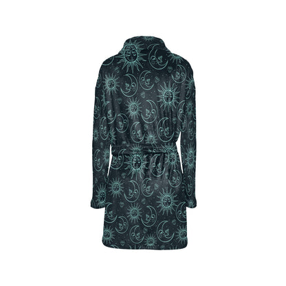 Sun Moon Magic Design Themed Print Women's Fleece Robe