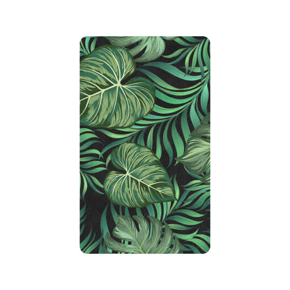Green Fresh Tropical Palm Leaves Rubber Doormat