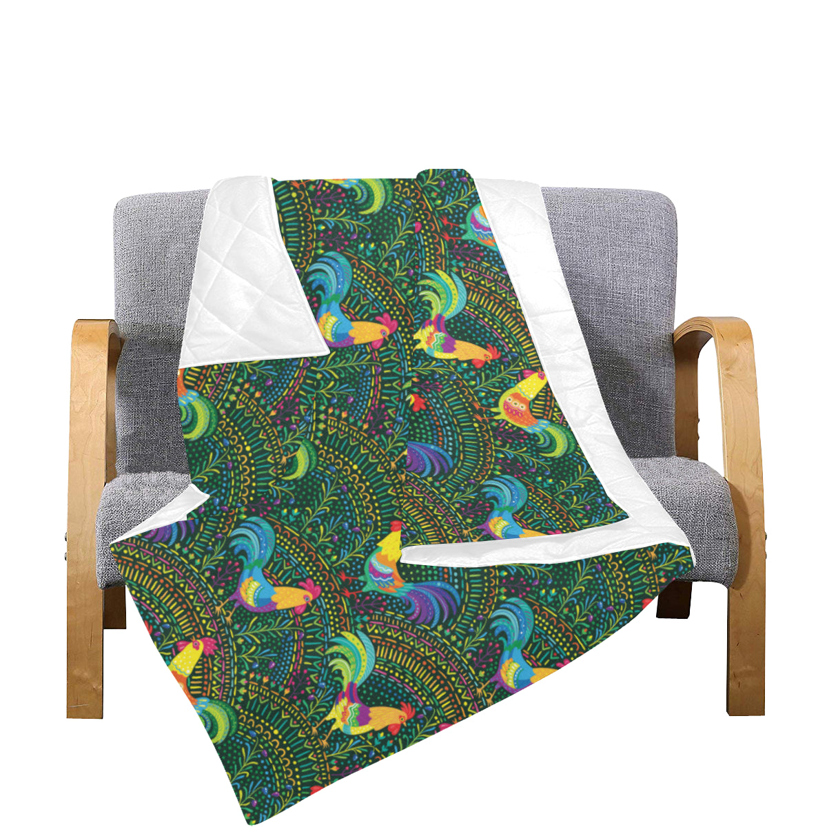 Rooster Pattern Print Design A01 Premium Quilt