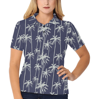 Palm Tree Pattern Print Design PT06 Women's Polo Shirt