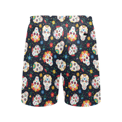 Sugar Skull Print Design LKS305 Men's Swim Trunks Beach Shorts