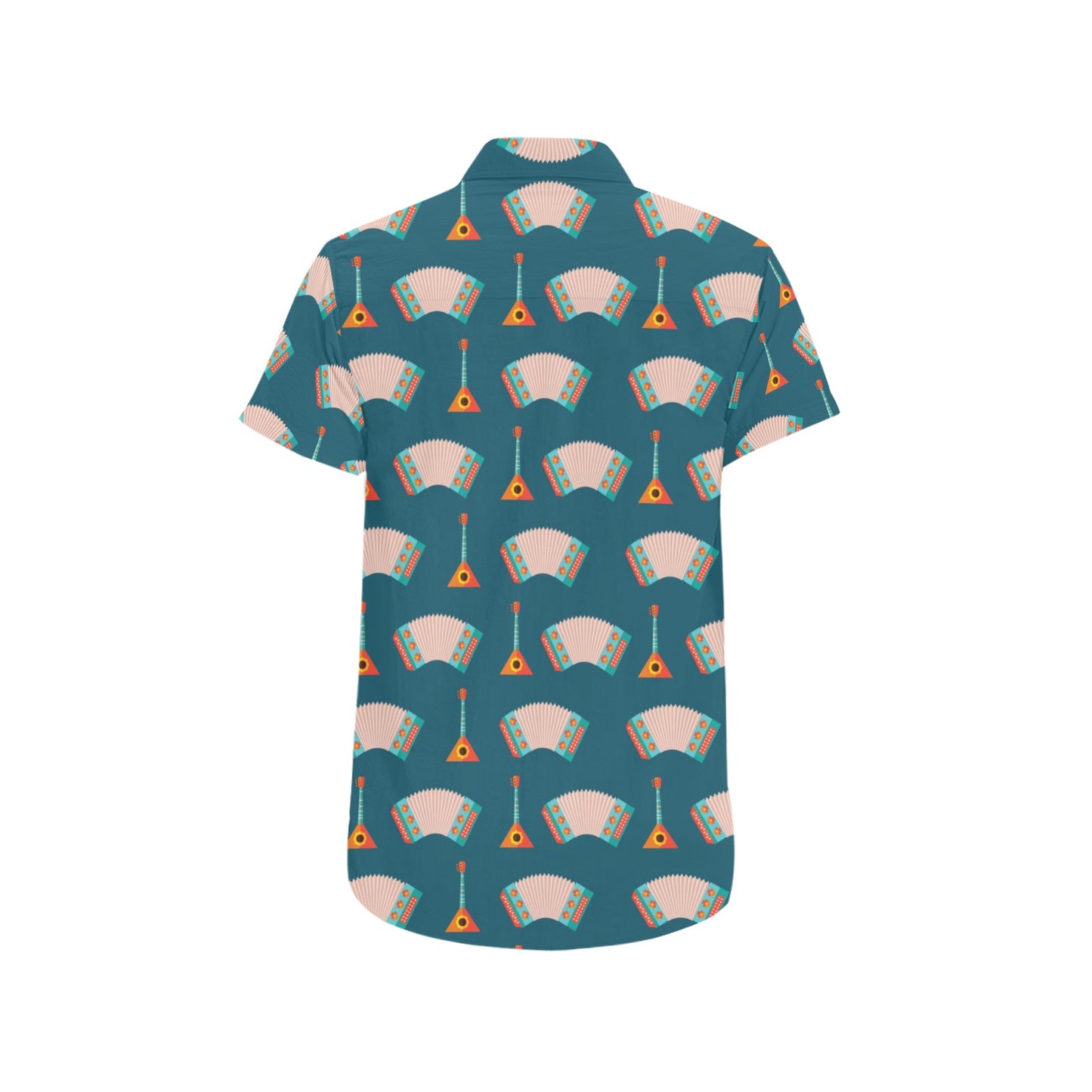 Accordion Print Design LKS402 Men Short Sleeve Button Up Shirt