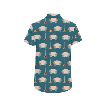 Accordion Print Design LKS402 Men Short Sleeve Button Up Shirt