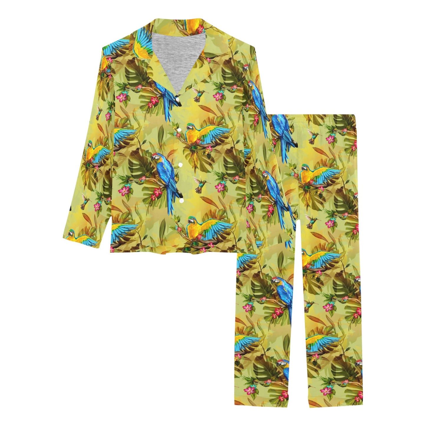 Parrot Pattern Print Design A02 Women's Long Pajama Set
