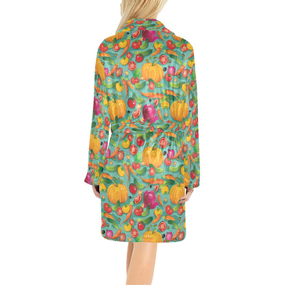Vegan Colorful Themed Design Print Women's Fleece Robe