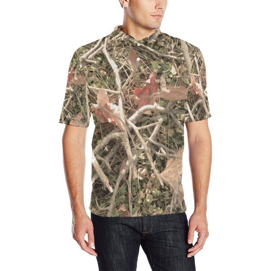 Camouflage Realistic Tree Authumn Print Men Polo Shirt