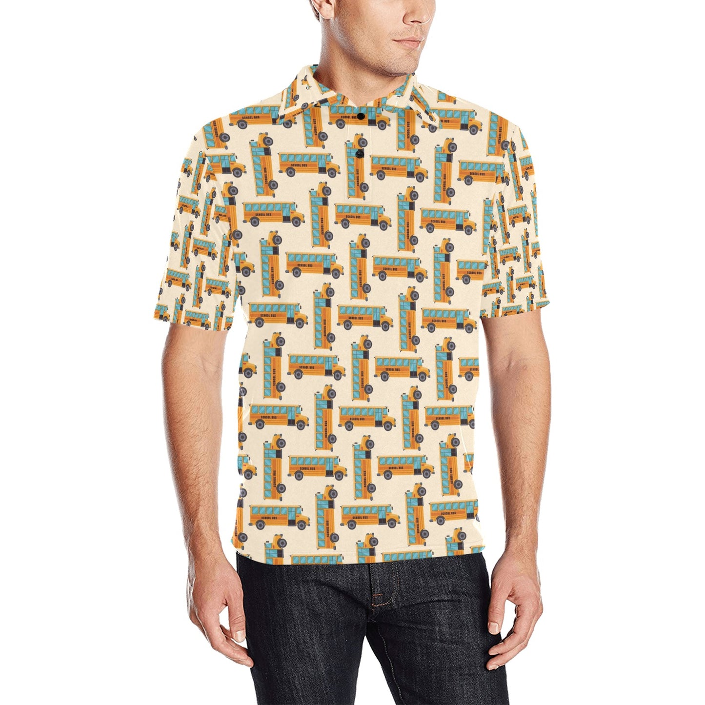 School Bus Print Design LKS305 Men Polo Shirt