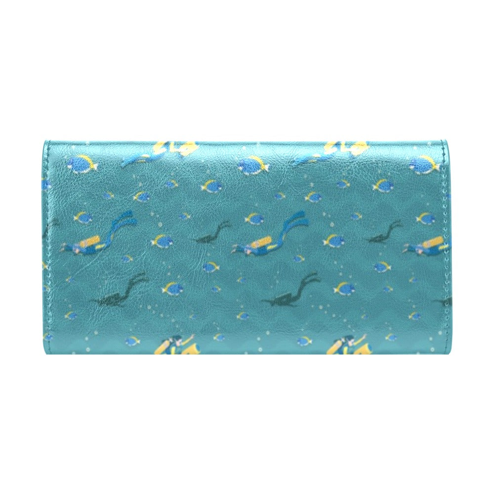 Scuba Driving Pattern Print Design LKS306 Women's Trifold Wallet