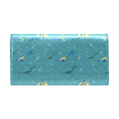 Scuba Driving Pattern Print Design LKS306 Women's Trifold Wallet