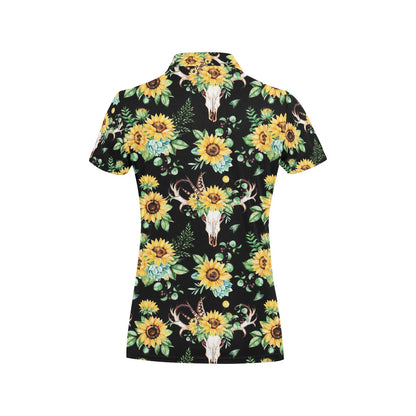 Sunflower Pattern Print Design SF08 Women's Polo Shirt