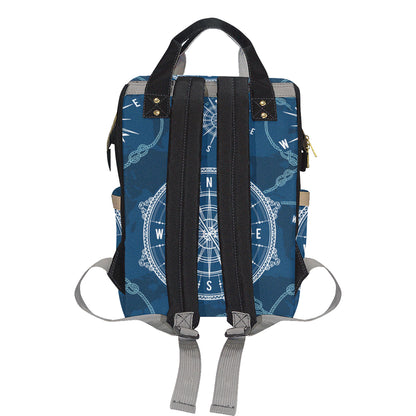 Nautical Compass Print Diaper Bag Backpack