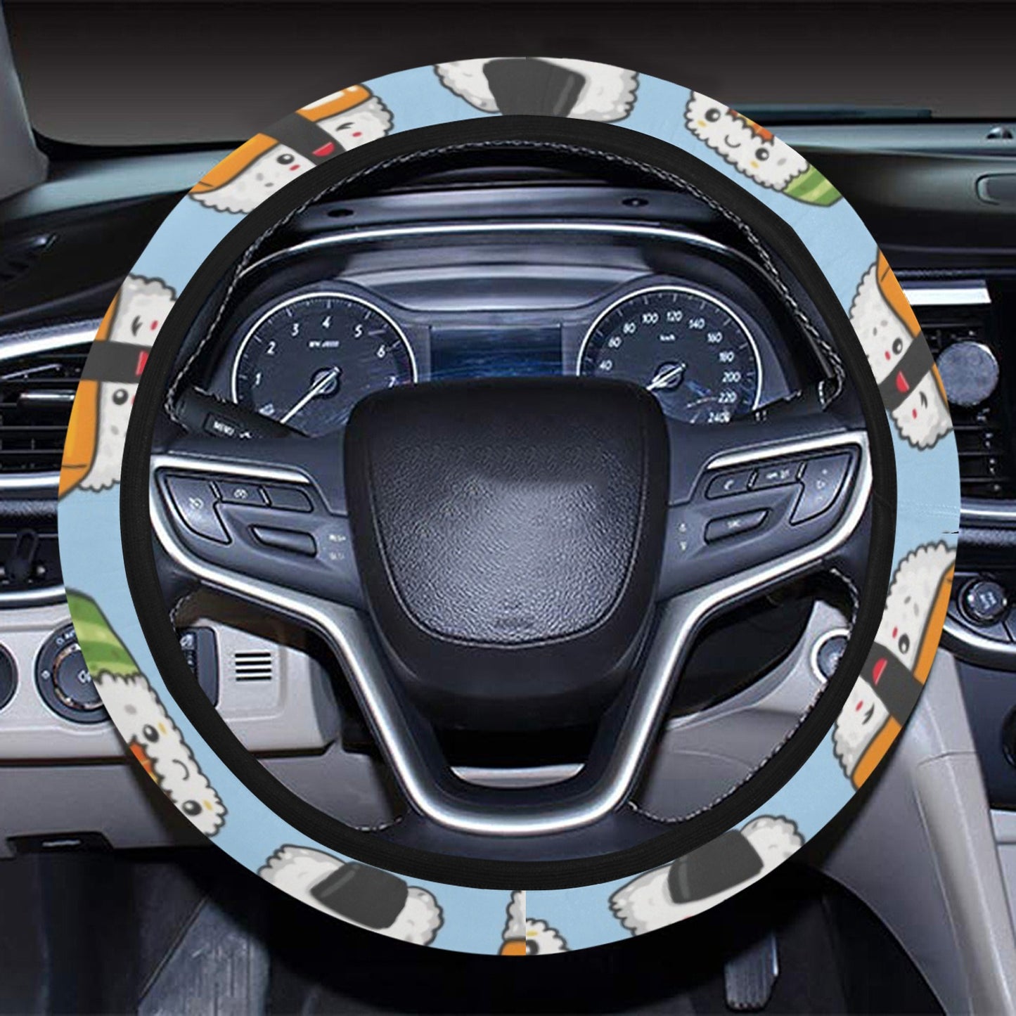 Sushi Print Design LKS303 Steering Wheel Cover with Elastic Edge