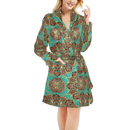 Medallion Pattern Print Design 02 Women's Fleece Robe